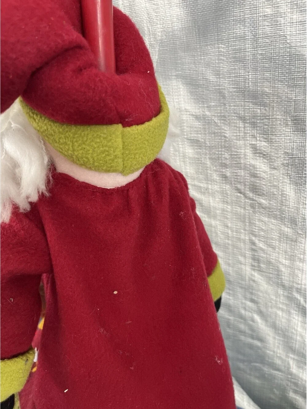 Vintage Handcrafted Santa Claus St Nick Figure On A Stick Hanging Decor